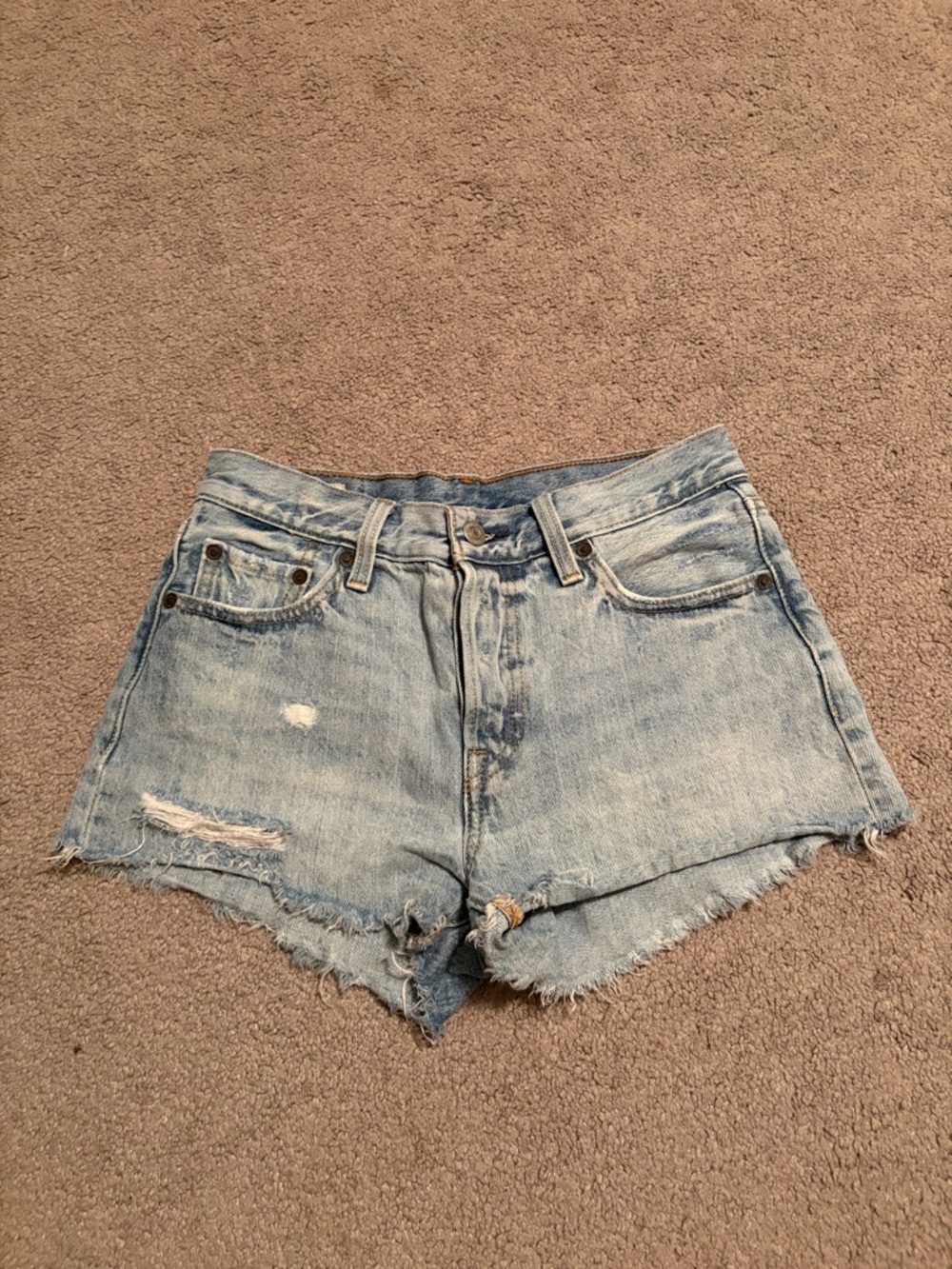Levi's Light Blue Distressed Denim Cutoff Shorts